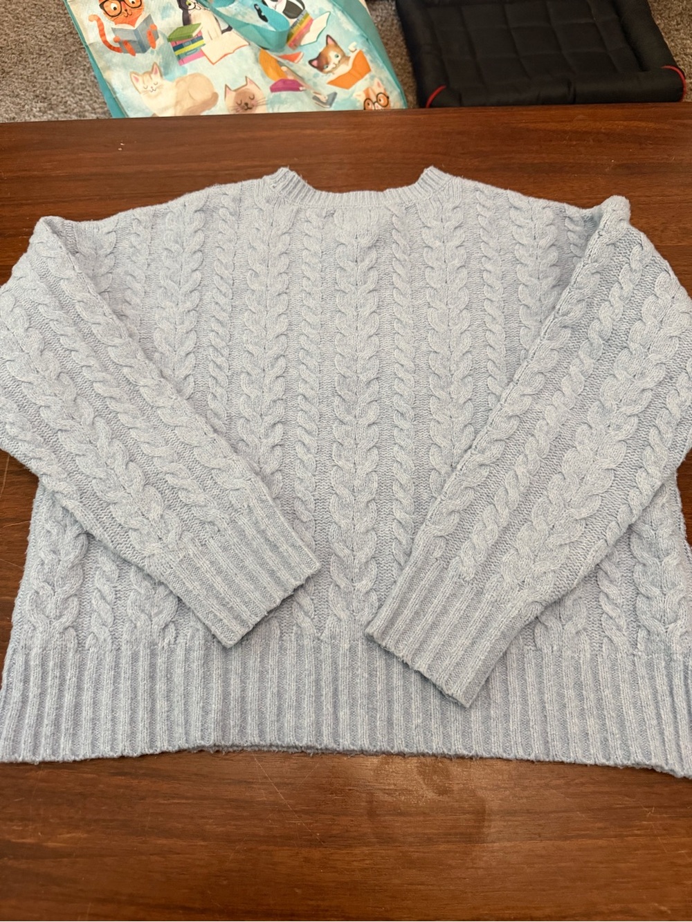 Joie Light Blue Cable Knit Crewneck Sweater